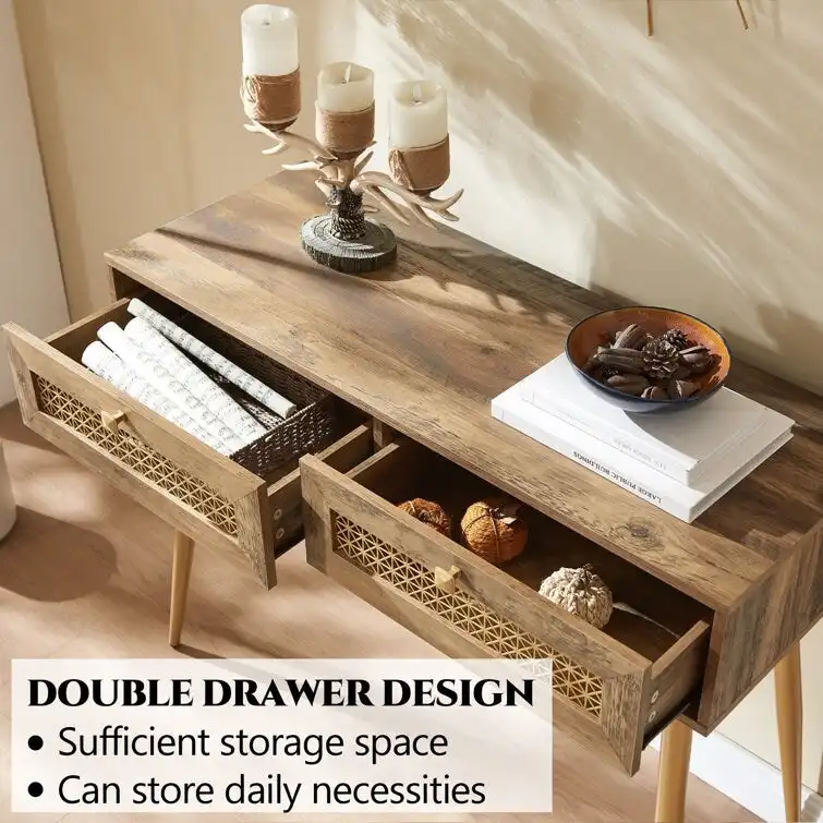 41.9 Wood 2-Drawer Entryway Console Table