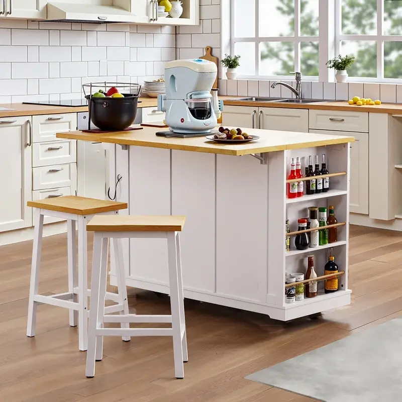 Frost 53inch Large Kitchen Island with Drop Leaf