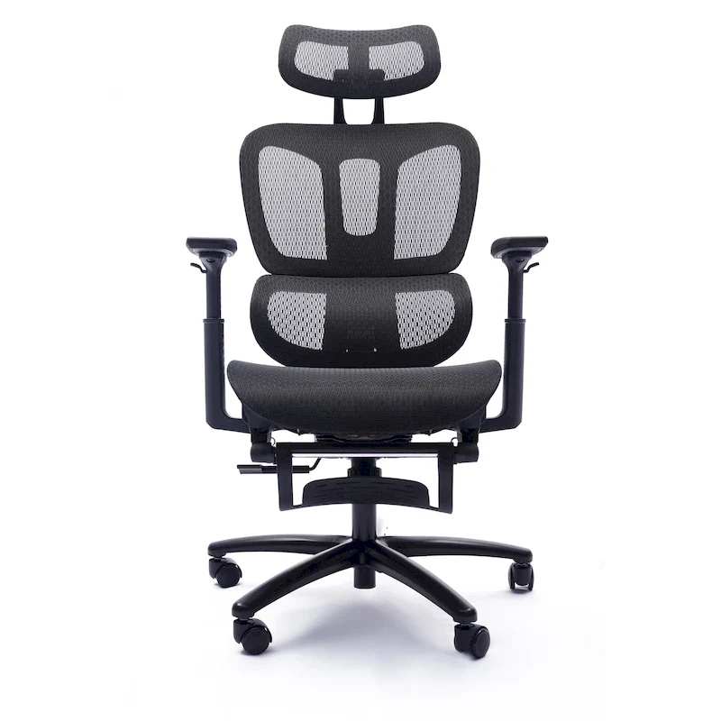 Black High-Back Mesh Ergonomic Office Chair with Footrest & 4D Armrests, 1-Person