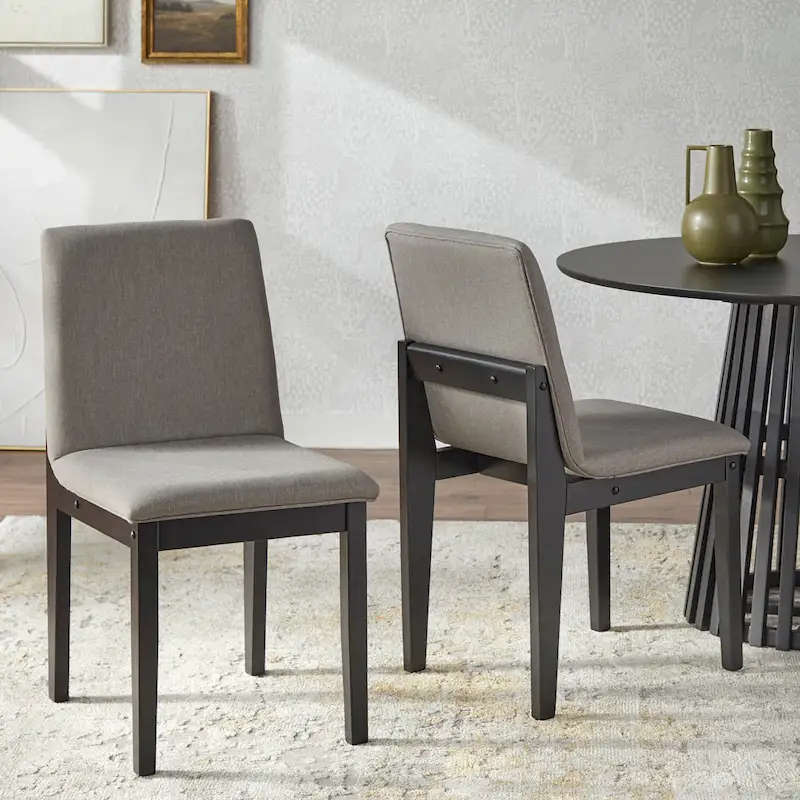 Walnut & Black Mid-Century Upholstered Dining Chair, Set of 2