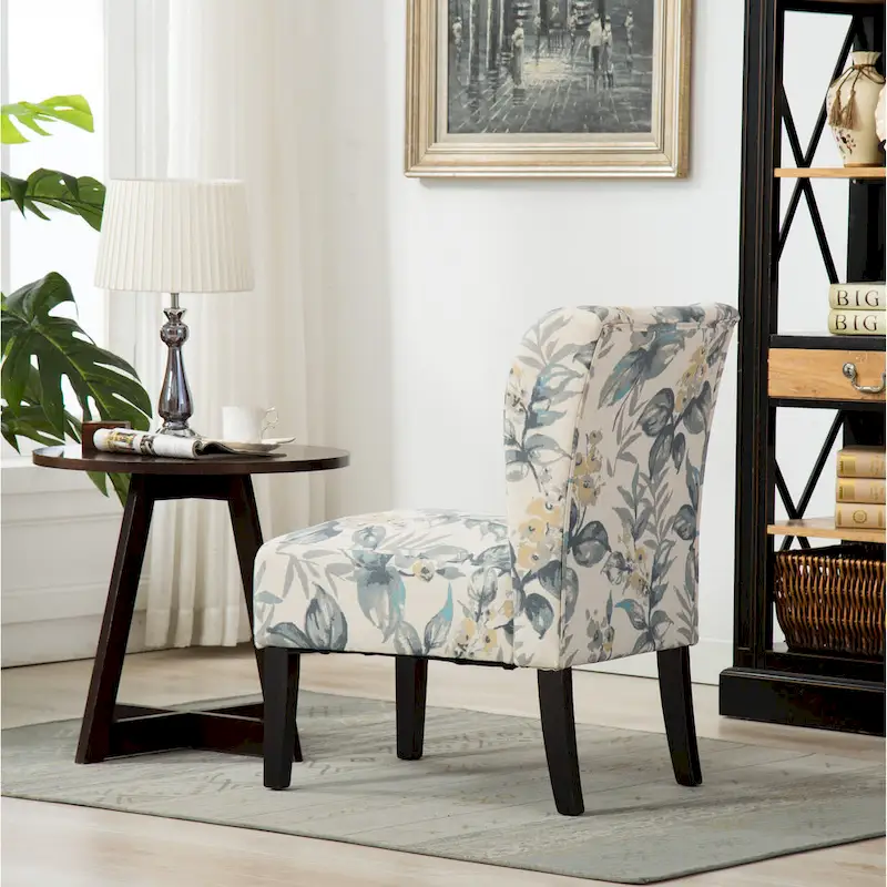 Blue Leaves 29.13  Upholstered Accent Chair