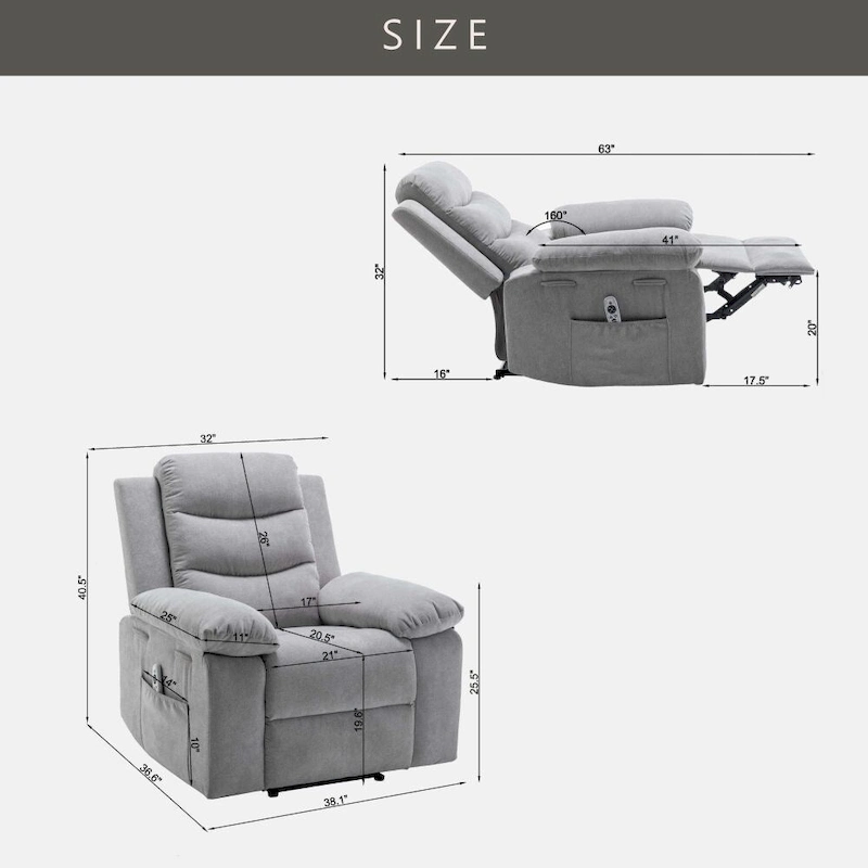 Power Recliner Chair with Adjustable Massage Function