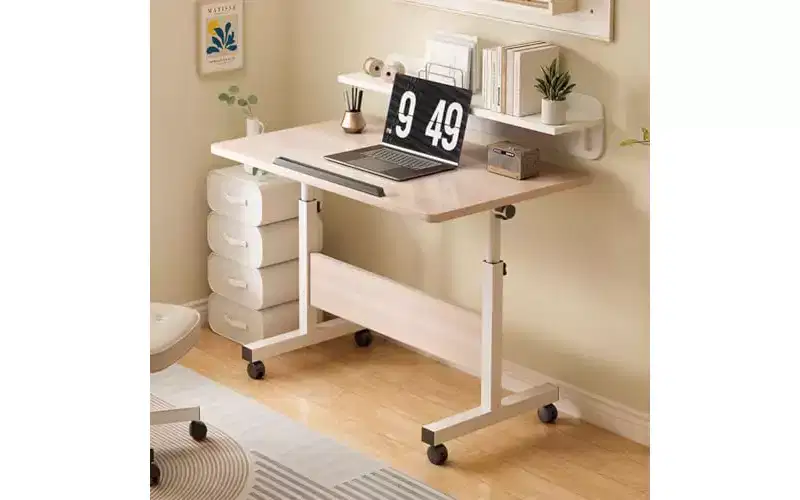 GustoWave Adjustable Height Standing Desk with Wheels - Mobile Rolling Computer Table,Electric Rising Desk for Work & Study