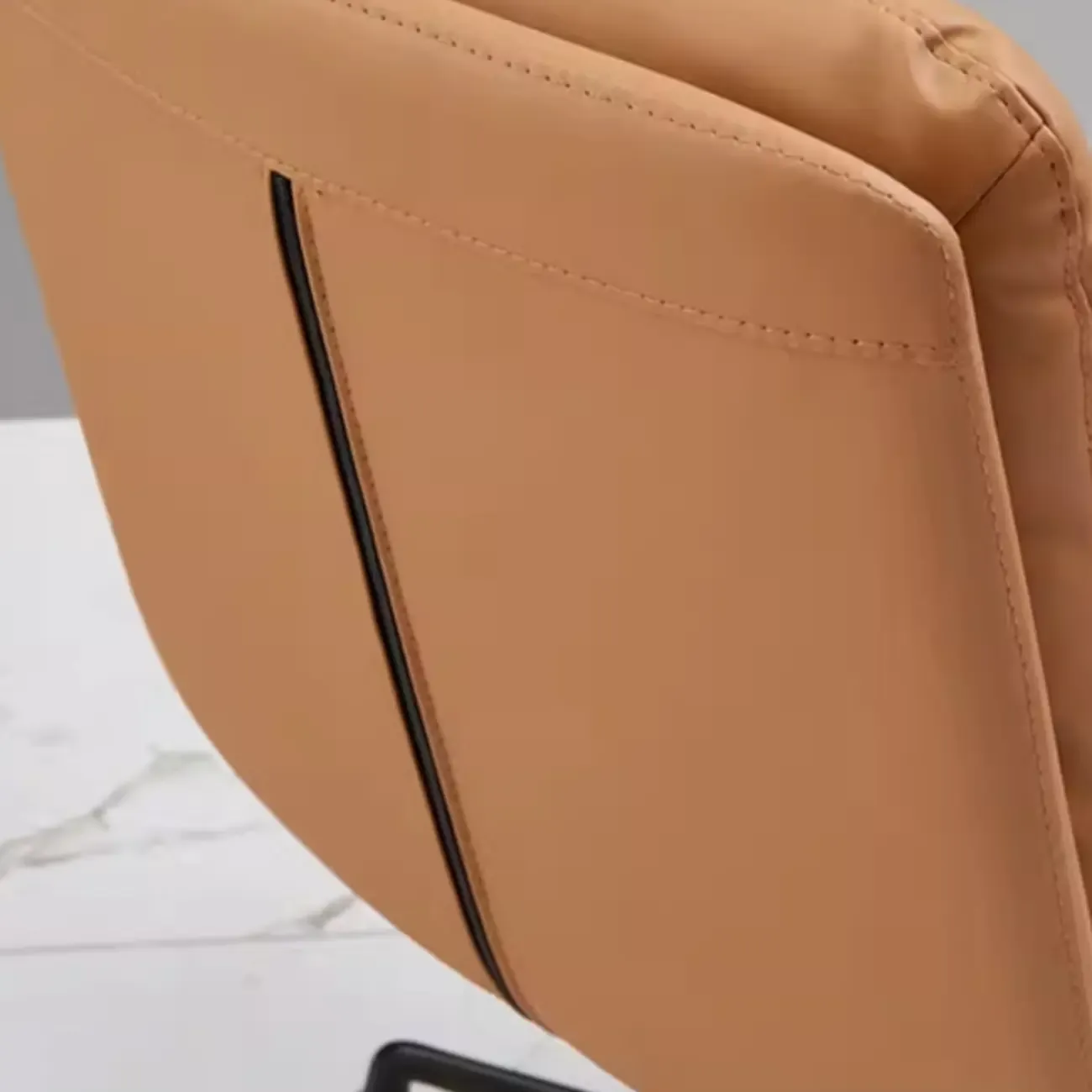 Modern Brown Leather Swivel Office Chair