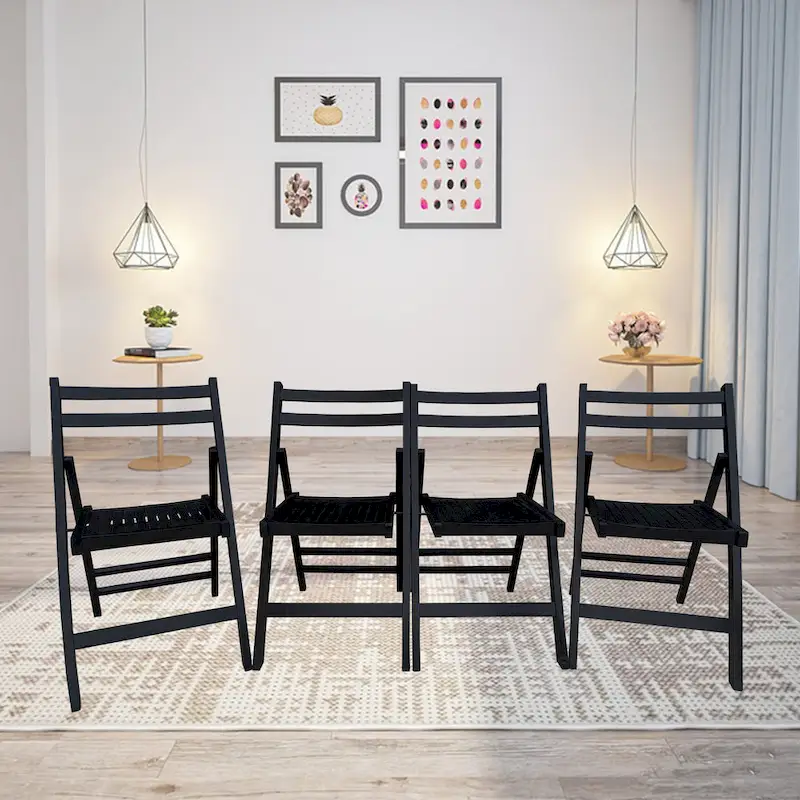 Wood Folding Chair Set of 4