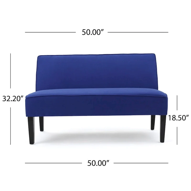 Grey/Royal Blue/Dark Teal Armless Fabric Loveseat, 2-Person