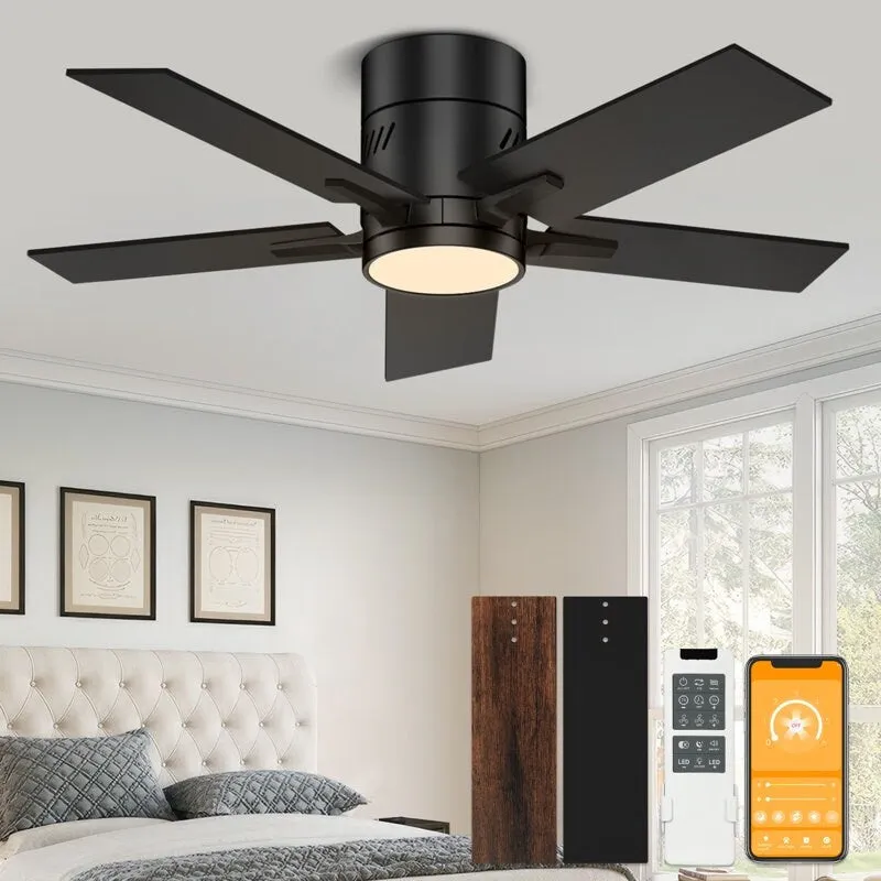 42 inch Black Ceiling Fan with Bluetooth and Remote Control