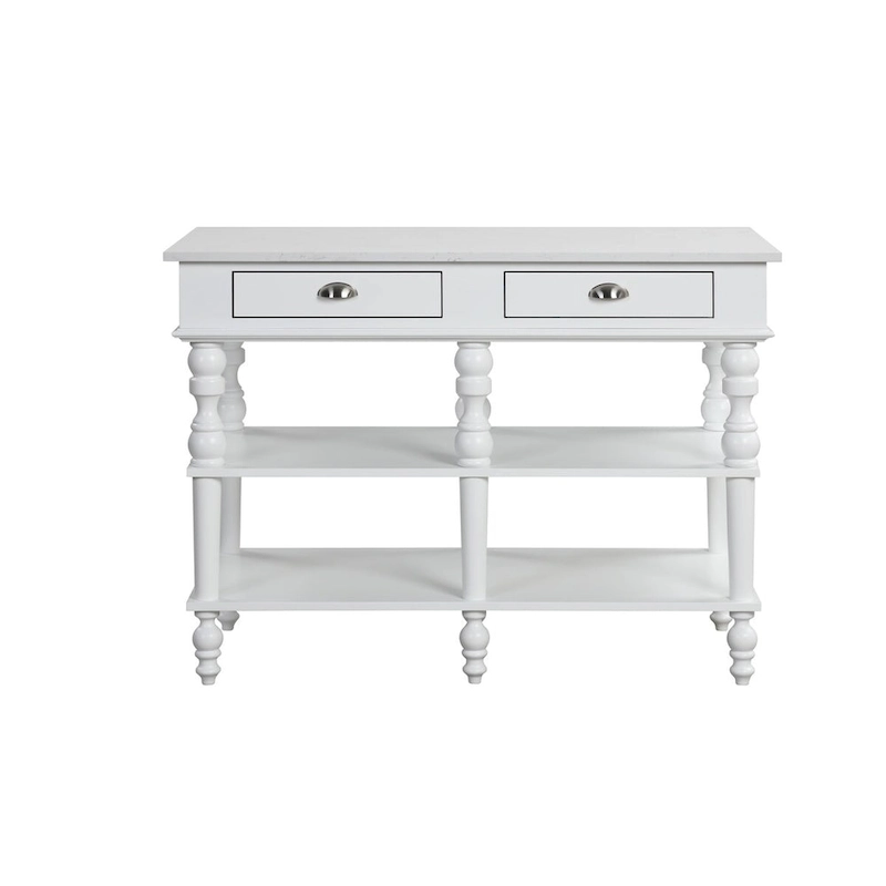Leota White 2-Drawer Kitchen Island