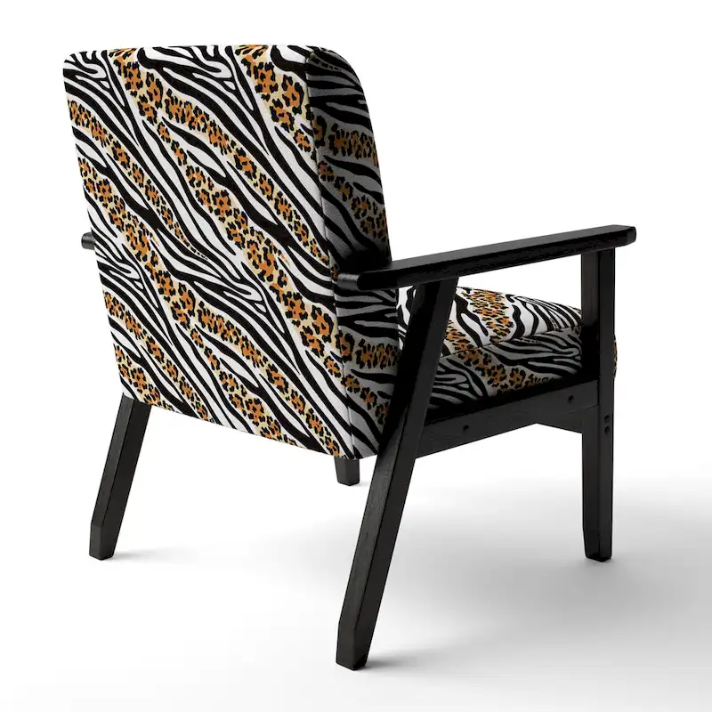 Designart Zebra and Leopard Mix Pattern III Upholstered Cabin & Lodge Accent Chair and Arm Chair