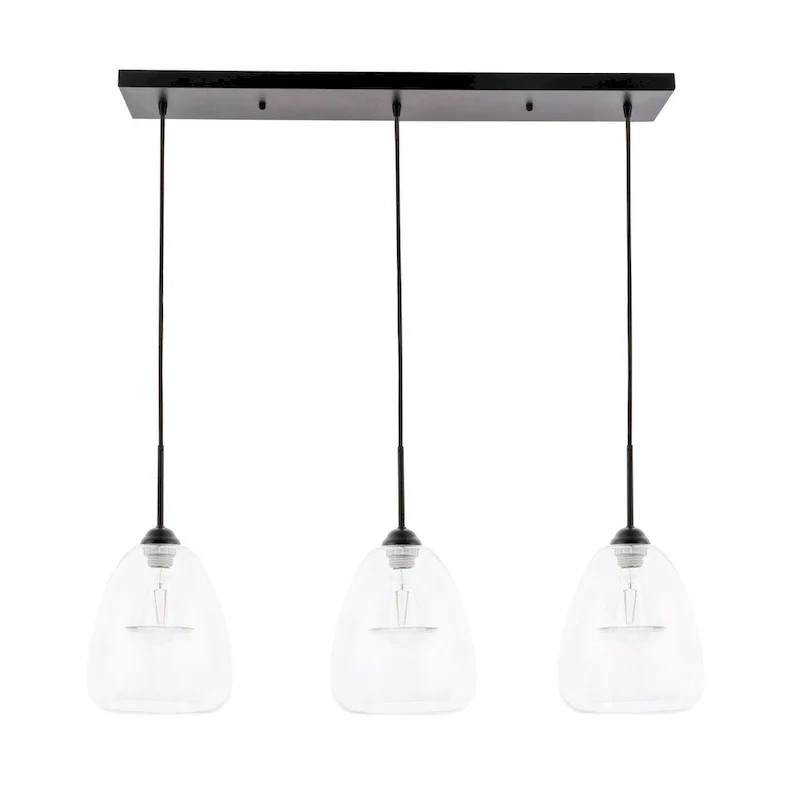 Elise 36-Inch 3-Light Clear Pendant - Black