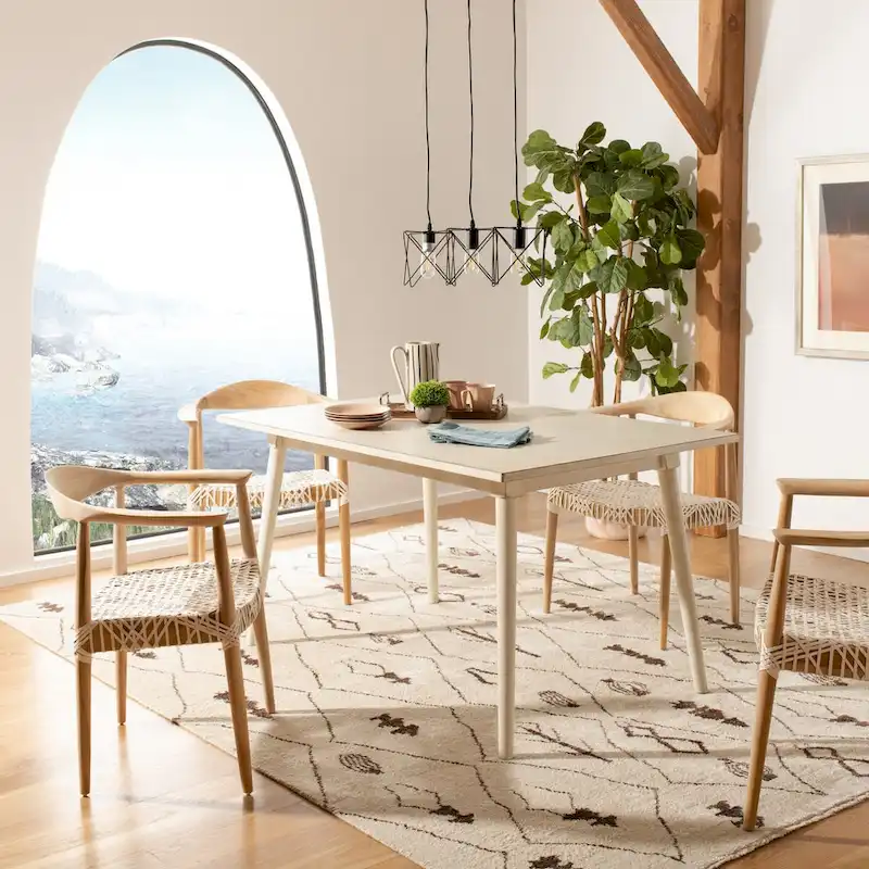 Walnut / Antique White Rectangle Dining Table – Seats 4