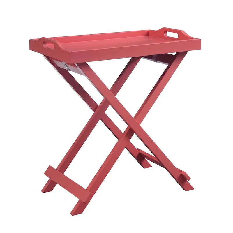 Black Folding Tray Table with Wood Legs