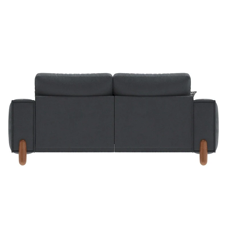 Modern Teddy Fabric Upholstered Sofa w/ Wood Legs and 2 Pillows