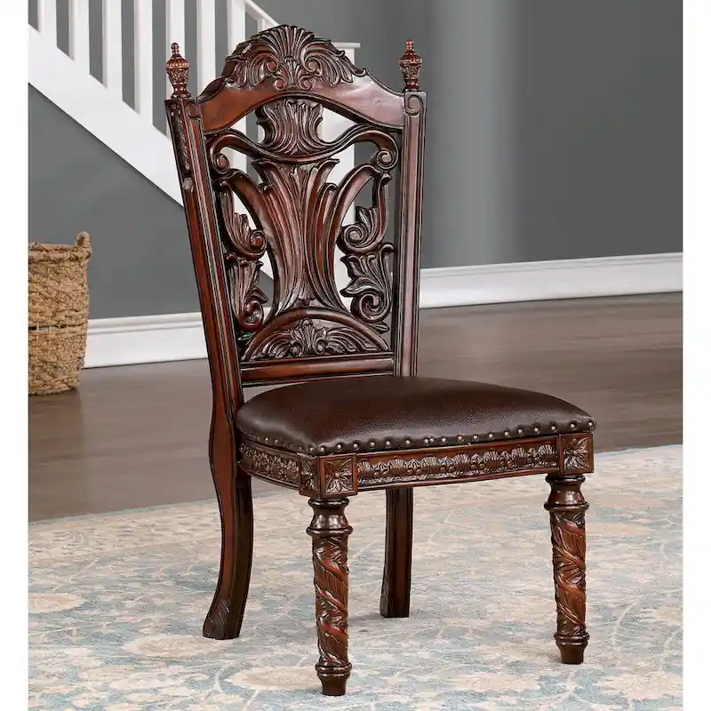 Furniture of America Abeena Traditional Cherry Solid Wood 7-Piece Expandable Dining Table Set