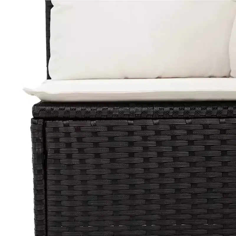 vidaXL Garden Sofa Set Black Cushions with Cream White Covers