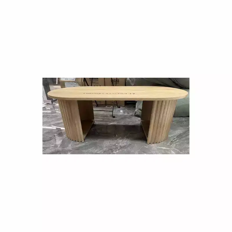 Wave patterned semi-circular coffee table