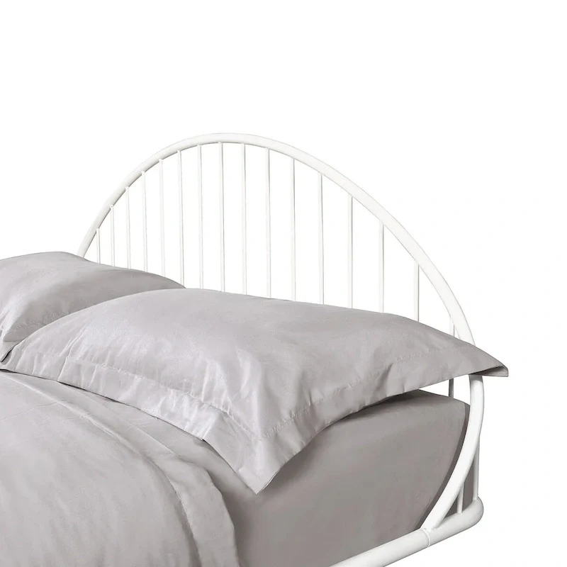 Furniture of America Duke Curved Metal Powder Coated Bed Frame, No Box Spring Needed