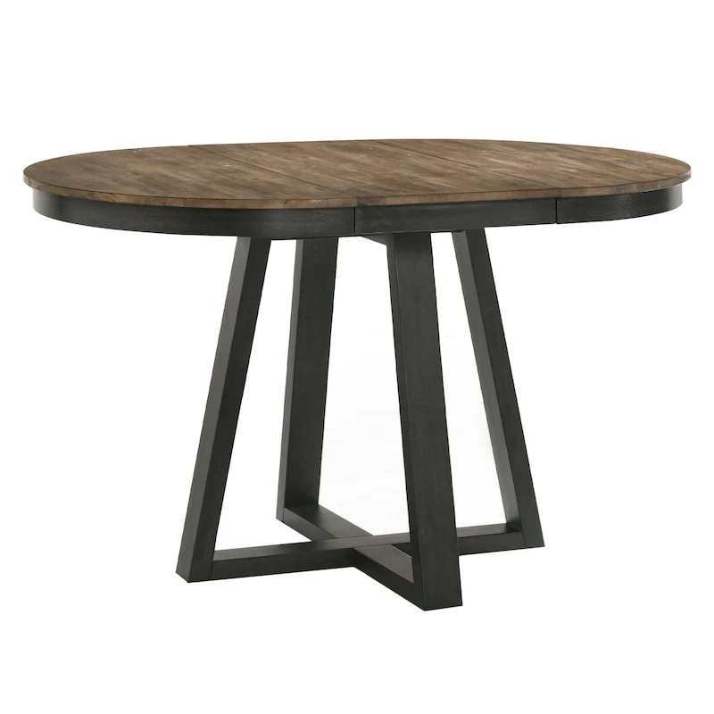 Round Counter Table, Brushed Brown & Pecan, Trestle Base, 4-6 People