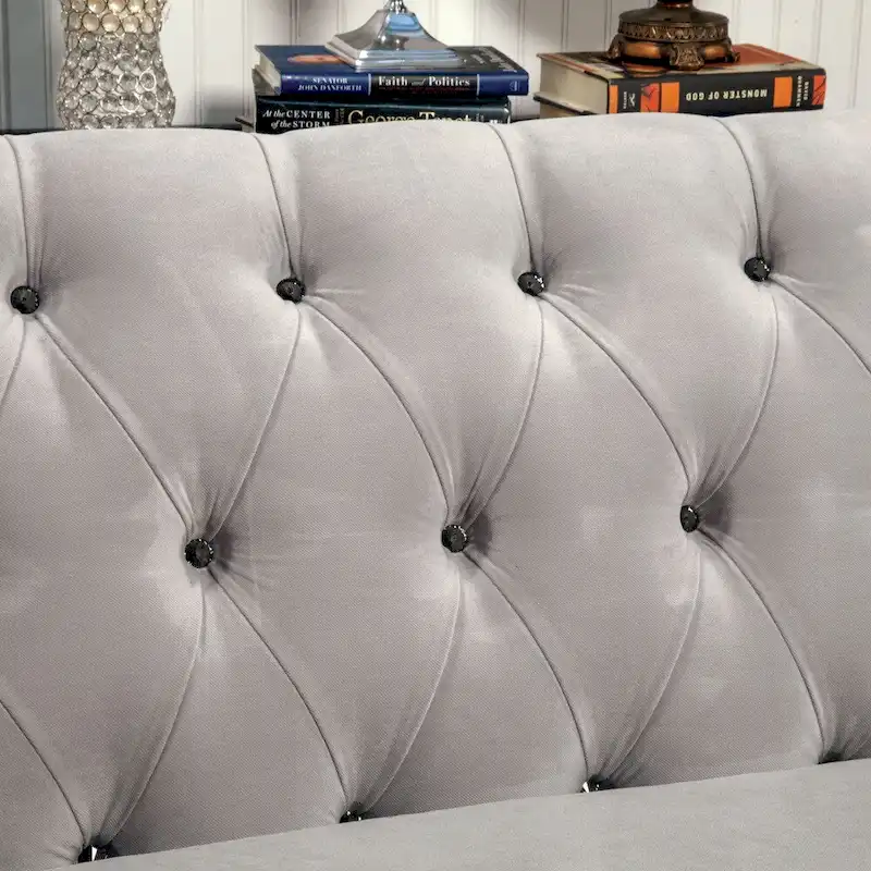 Gito Transitional Velvet Upholstered Tufted Back Sectional by Furniture of America