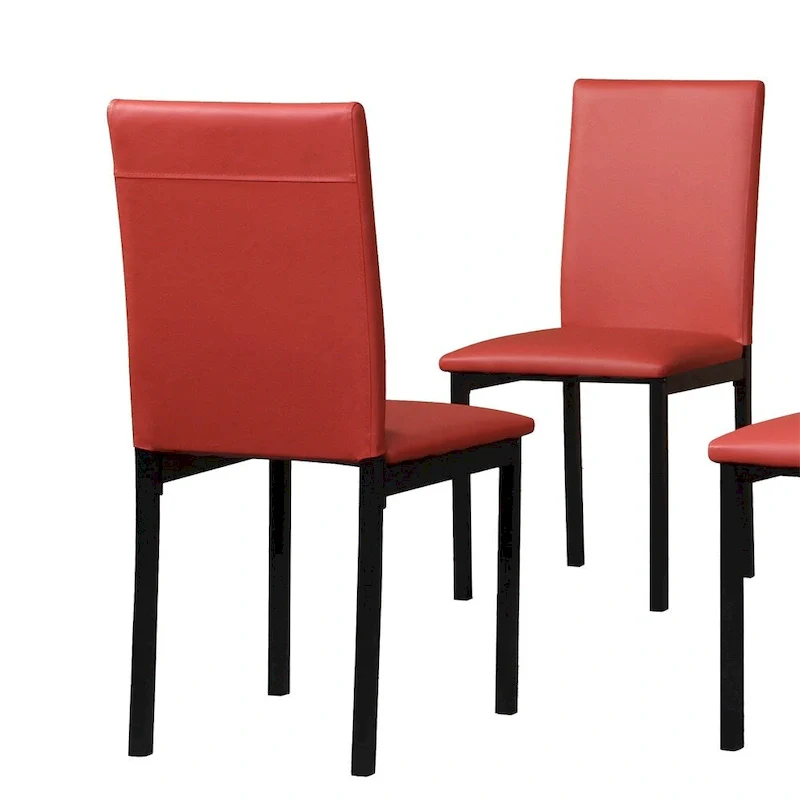 Faux Leather Seat Metal Frame Dining Chairs,Set of 4