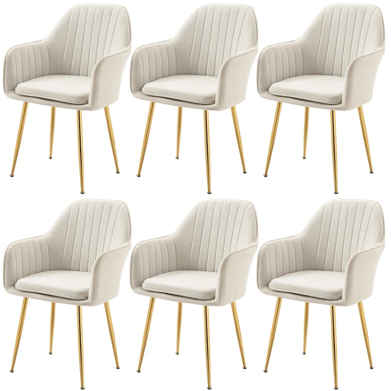 AVAWING Upholstered Dining Chair (Set of 6) Velvet Accent Arm Chair