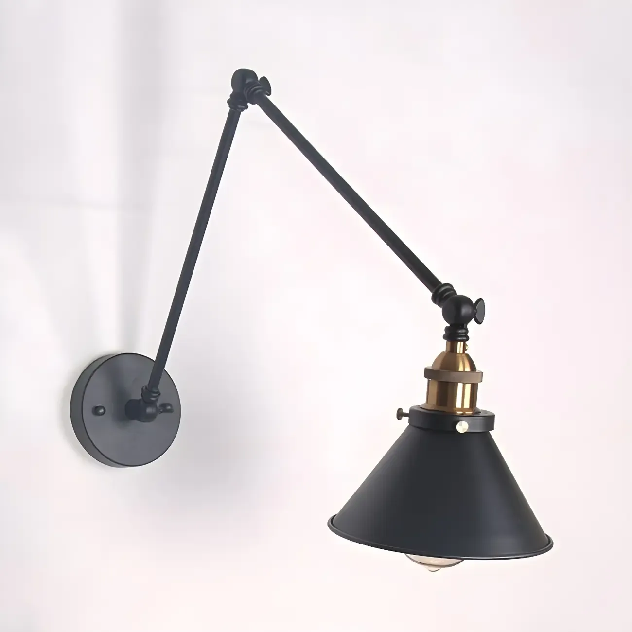 Cone Shade Metal Retro Swing Arm Wall Light
