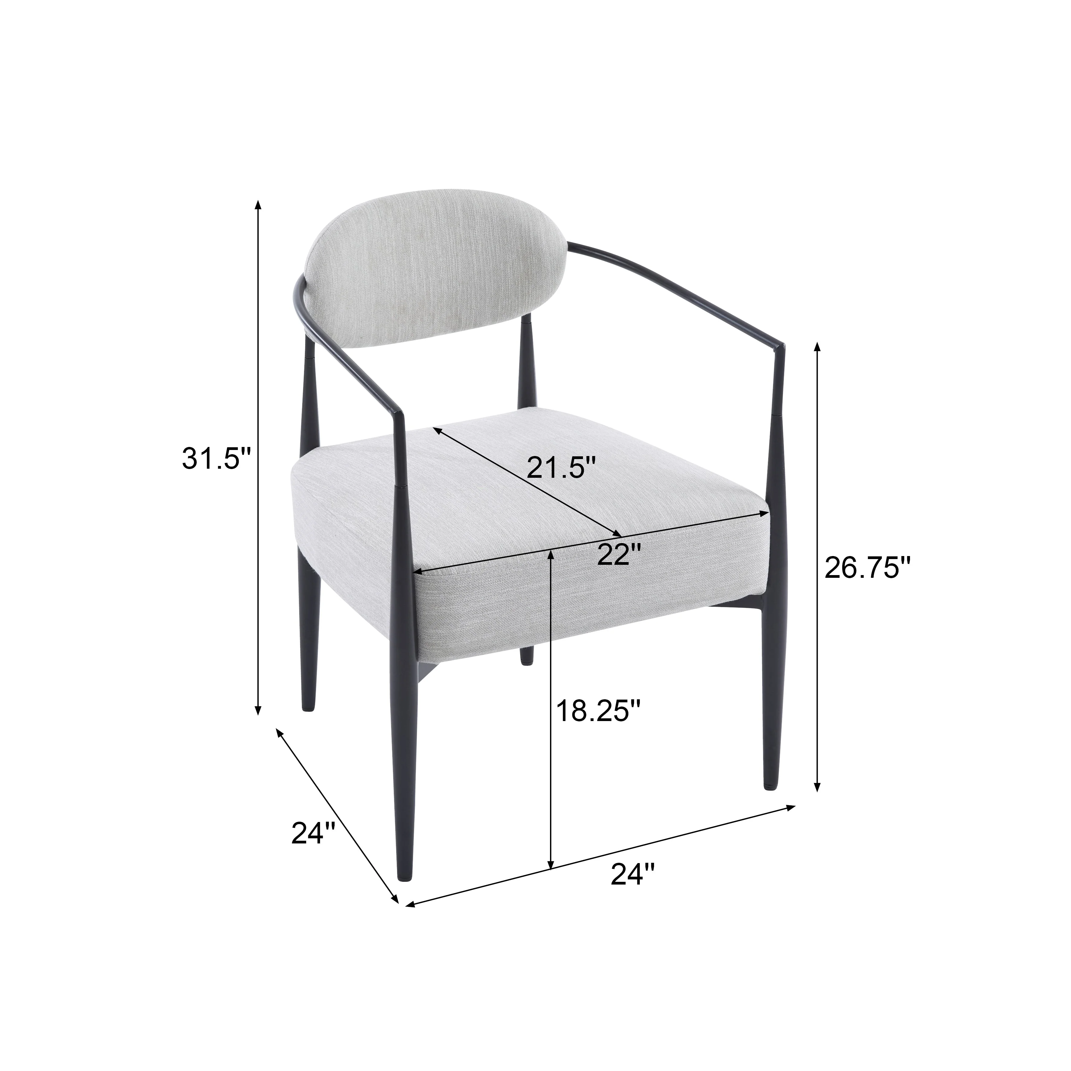 Mid-Century Fabric Dining Chair with Tapered Legs & Pocket Spring Seat
