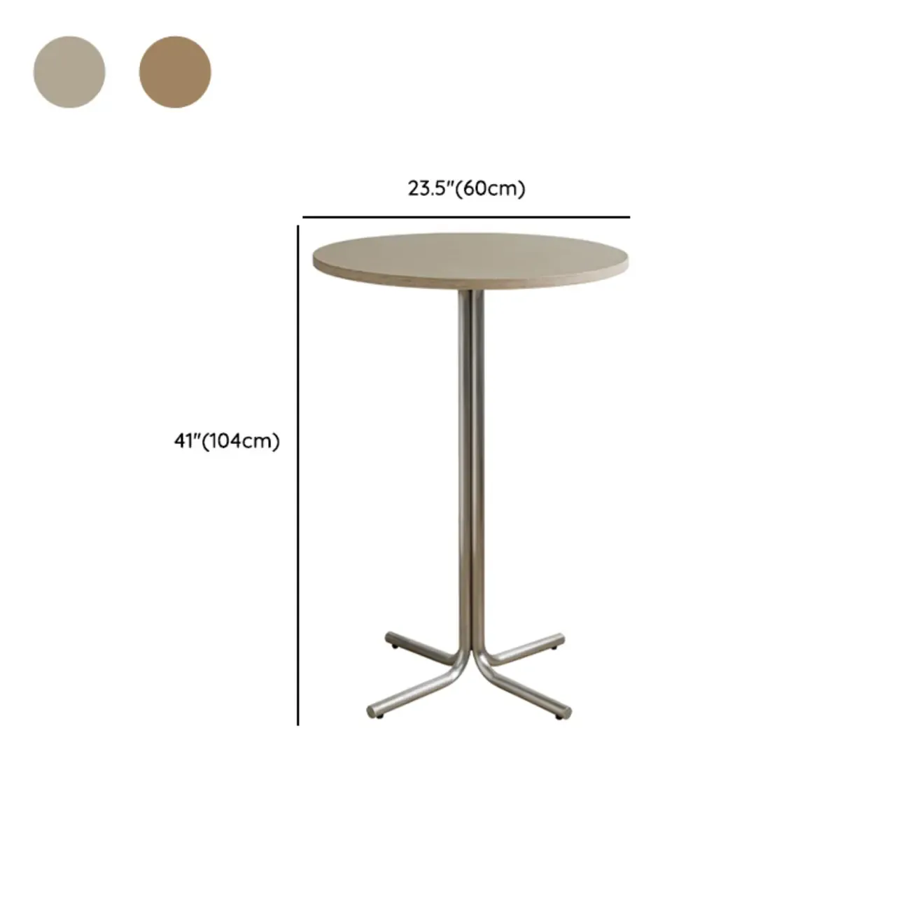 Modern Natural Wood Silver Metal Cross Legs Bar Tables