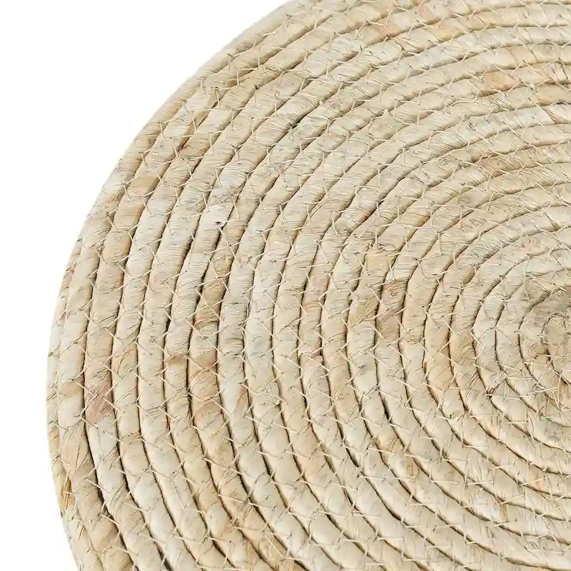 Adeco Set of 2 Foot Stool Natural Cattail Hand Weave Poufs Ottoman