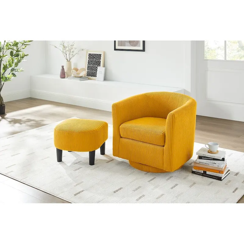 Swivel Accent Single Sofa Chair with Ottoman