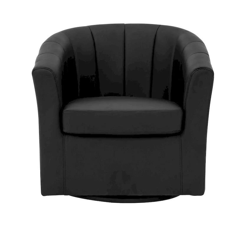 Swivel Barrel Accent Chair - Faux Leather Single Seat