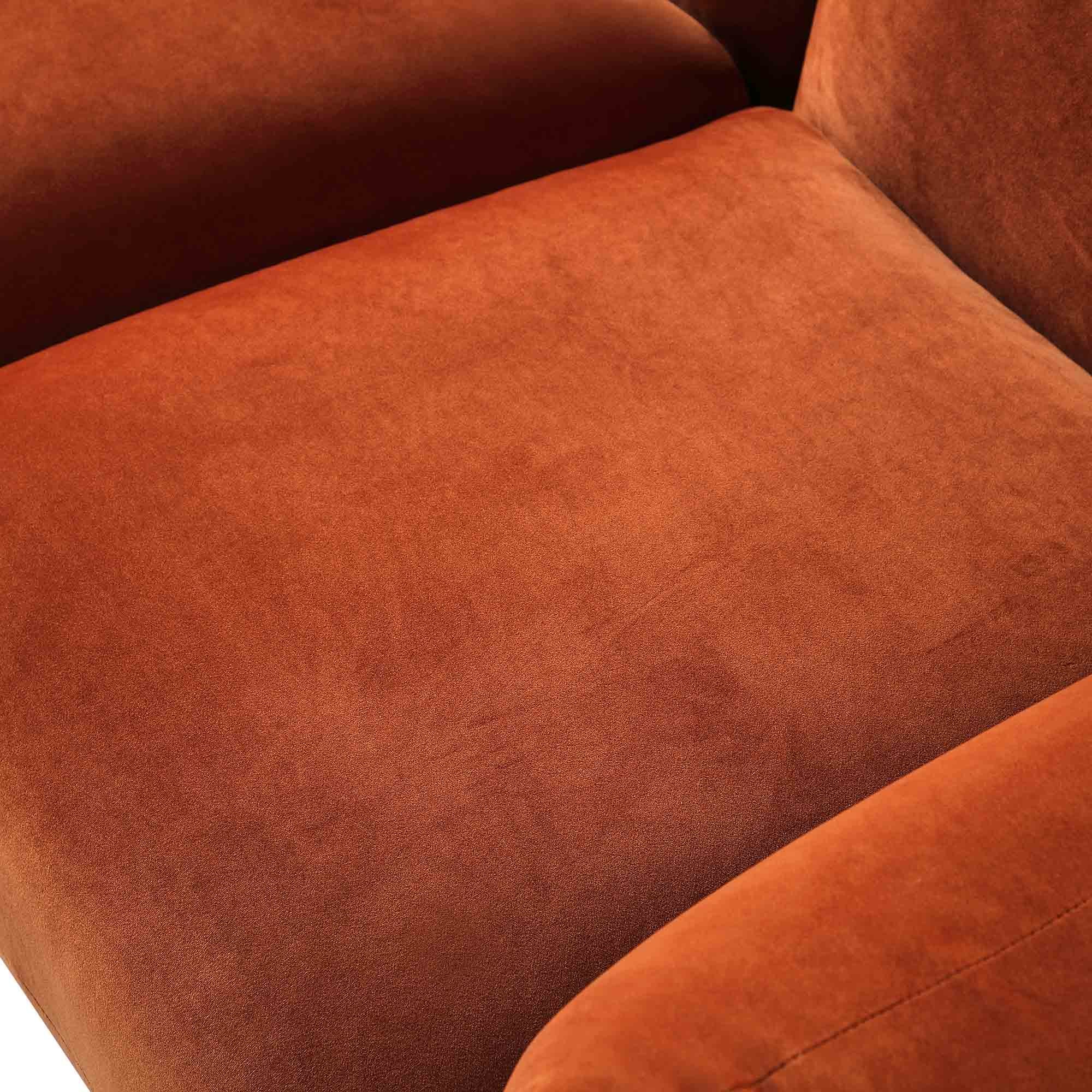 Two Seater Sofa, Rust Velvet