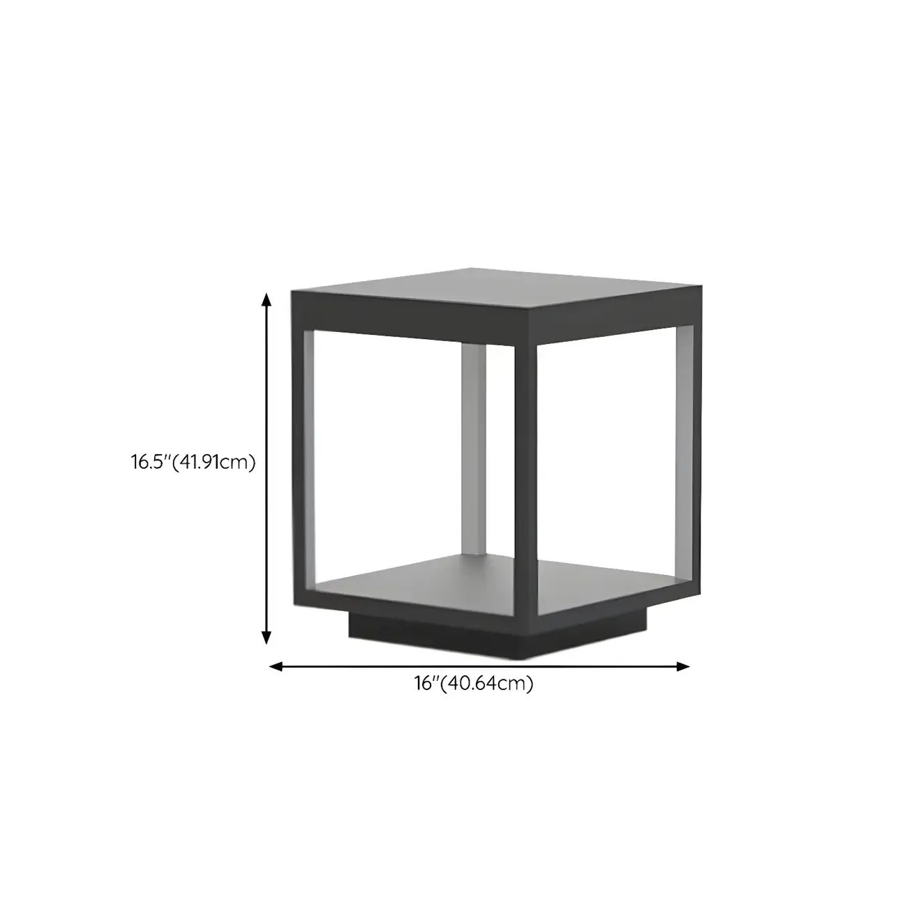 Black Metal Open Cube Ambient Post Cap Light
