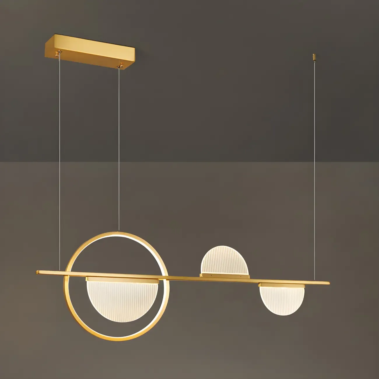 Modern Brass Semicircle Island Pendant Light