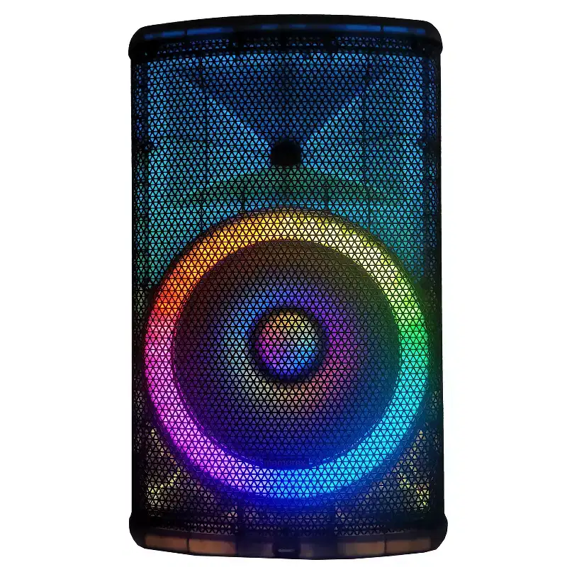 Memorex Portable Bluetooth 15-In. True Wireless PA Speaker with Translucent Cabinet and LED Lights, MX-PS1501 in Black