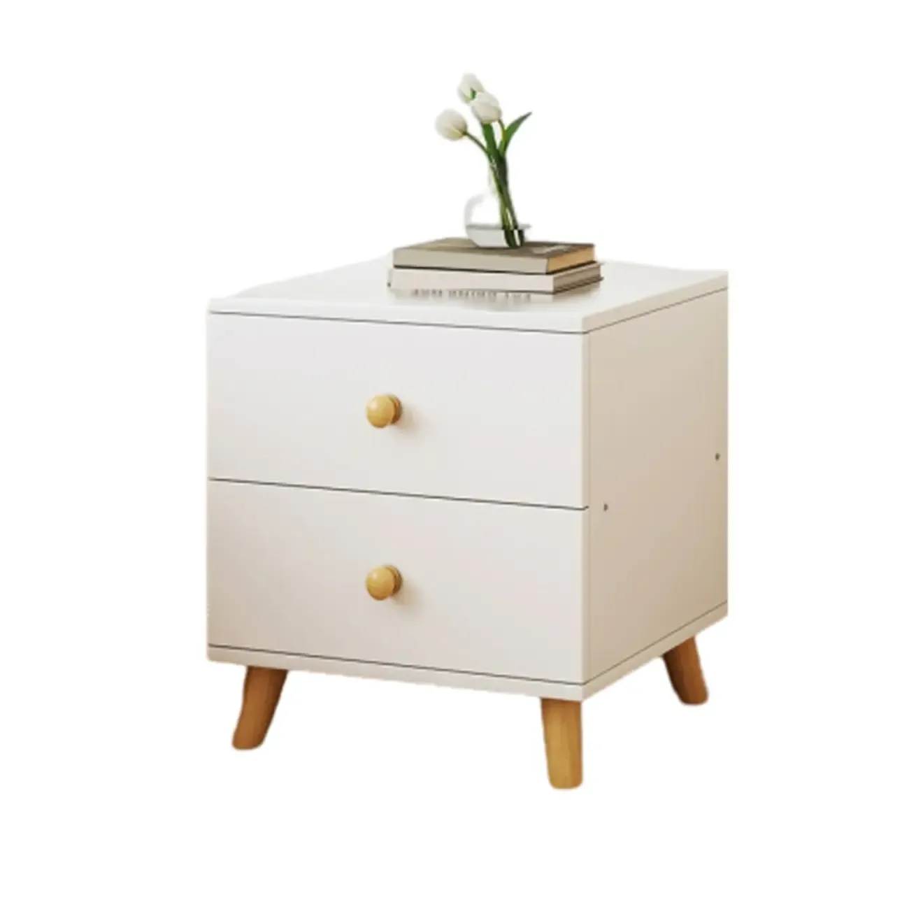 Modern Wooden Bedside Table with Dual Drawers