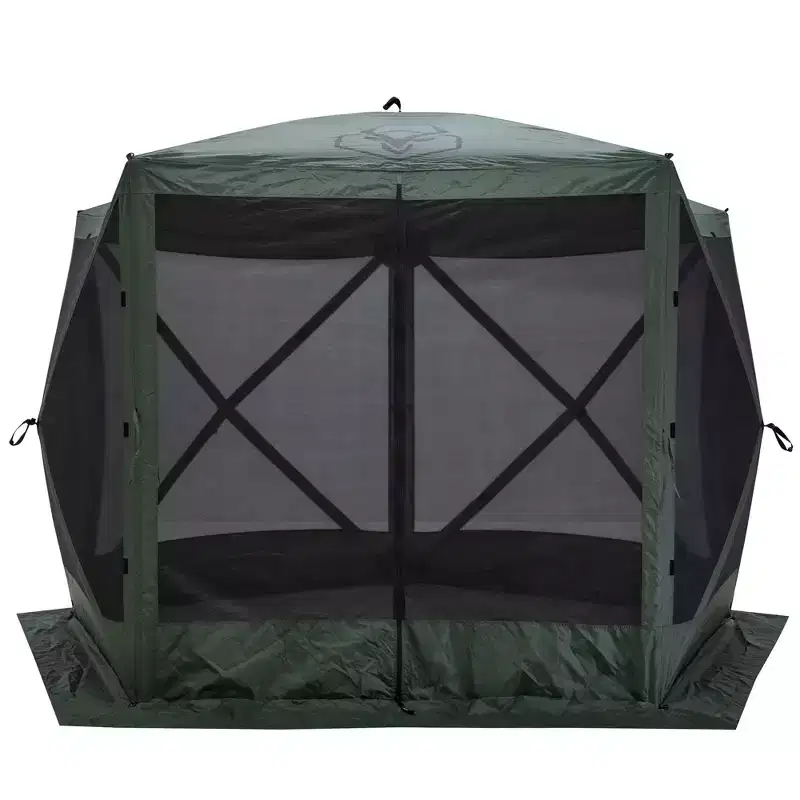 Gazelle 5 Sided Outdoor Portable Pop Up Screened Gazebo Canopy Tent with Carry Bag and Stakes for Parties and Other Outdoor Occasions, Alpine Green