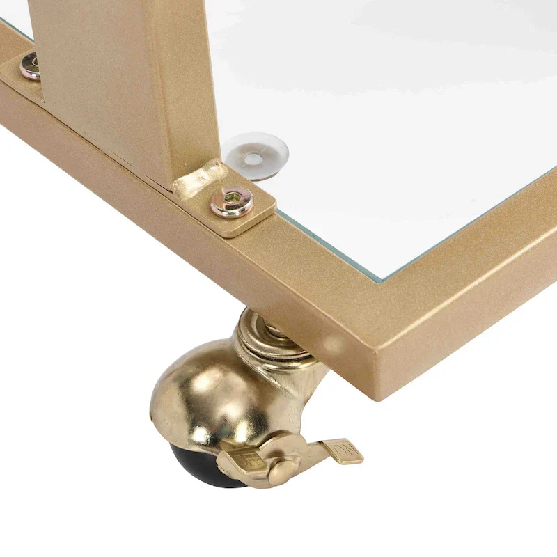 C-Shape Square Acrylic Side Table Sofa Table with Glass Top and Metal Base