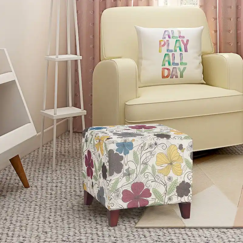 British Style Cube Ottoman Footstool