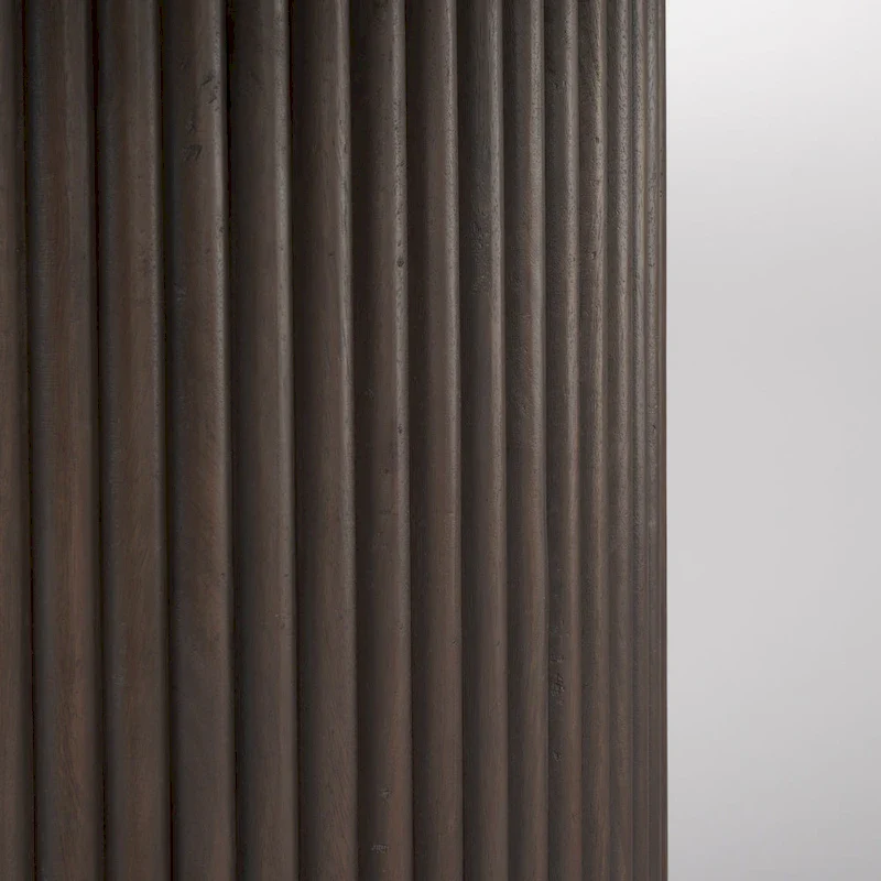 Terra Dark Brown Solid Wood w/ Fluted Base Round Dining Table