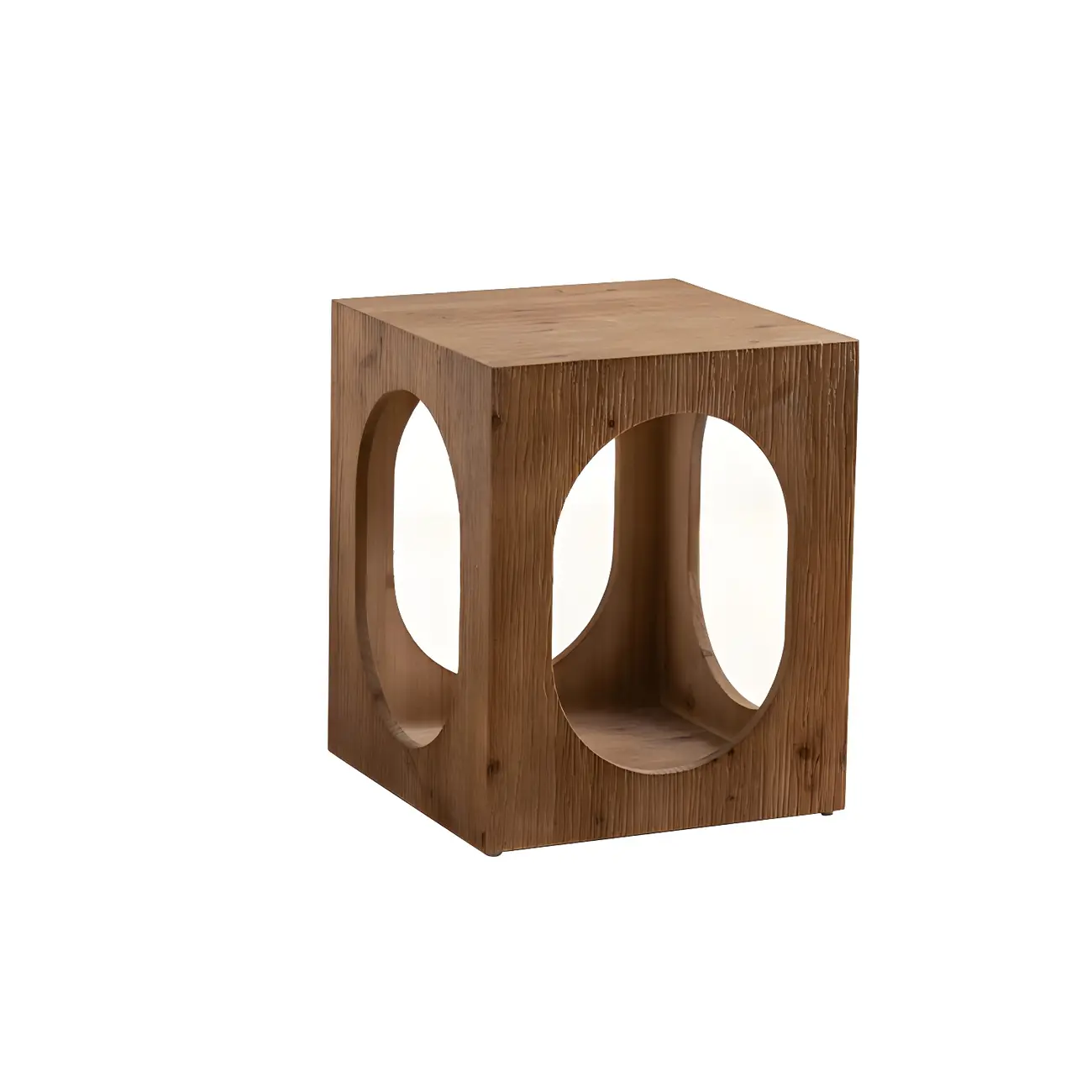 Elegant Geometric Wooden Block Accent Side Table