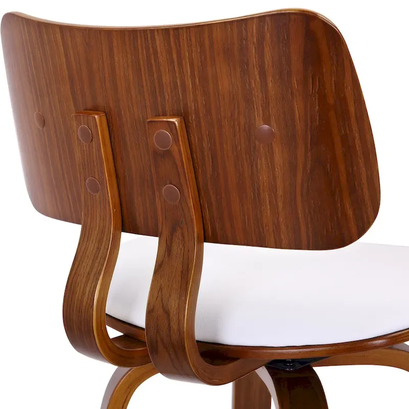 Mid-Century Fabric and Wood 26  Counter Stool with Swivel