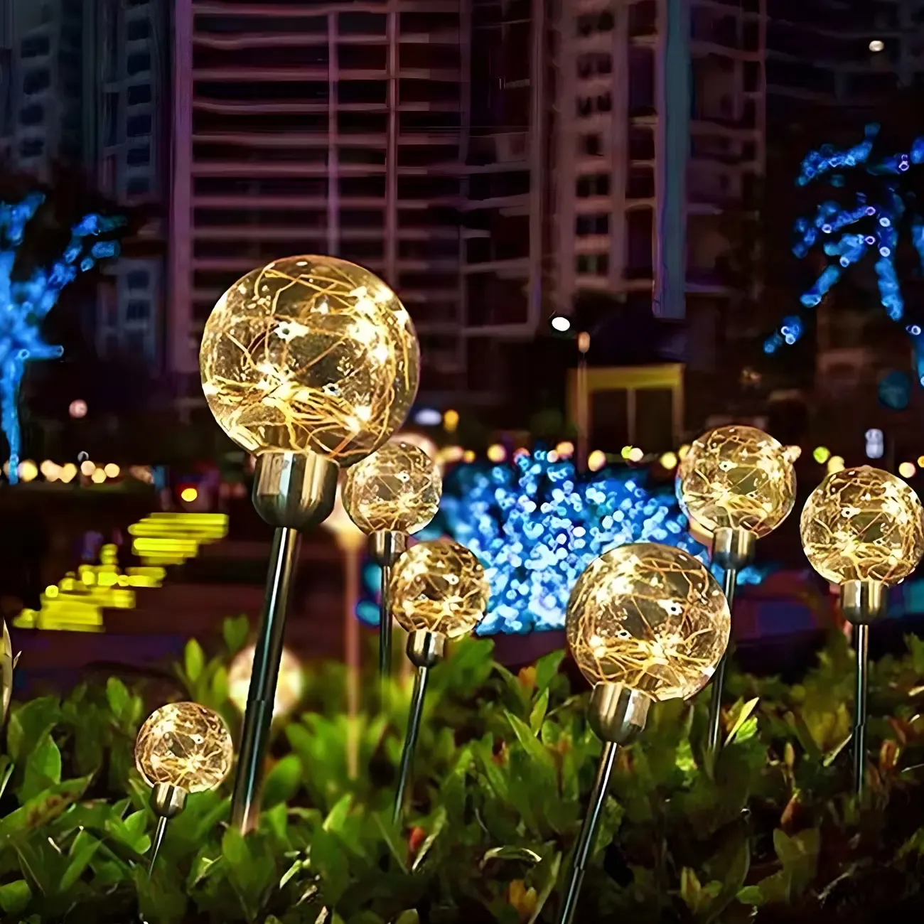 LED Yellow Copper Wire Ball Light for Outdoor Pathway Decor
