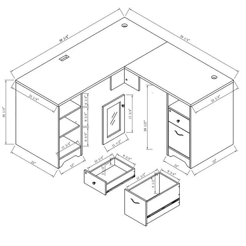 Barlon Transitional 59-inch L-shaped Computer Desk with USBs by Furniture of America