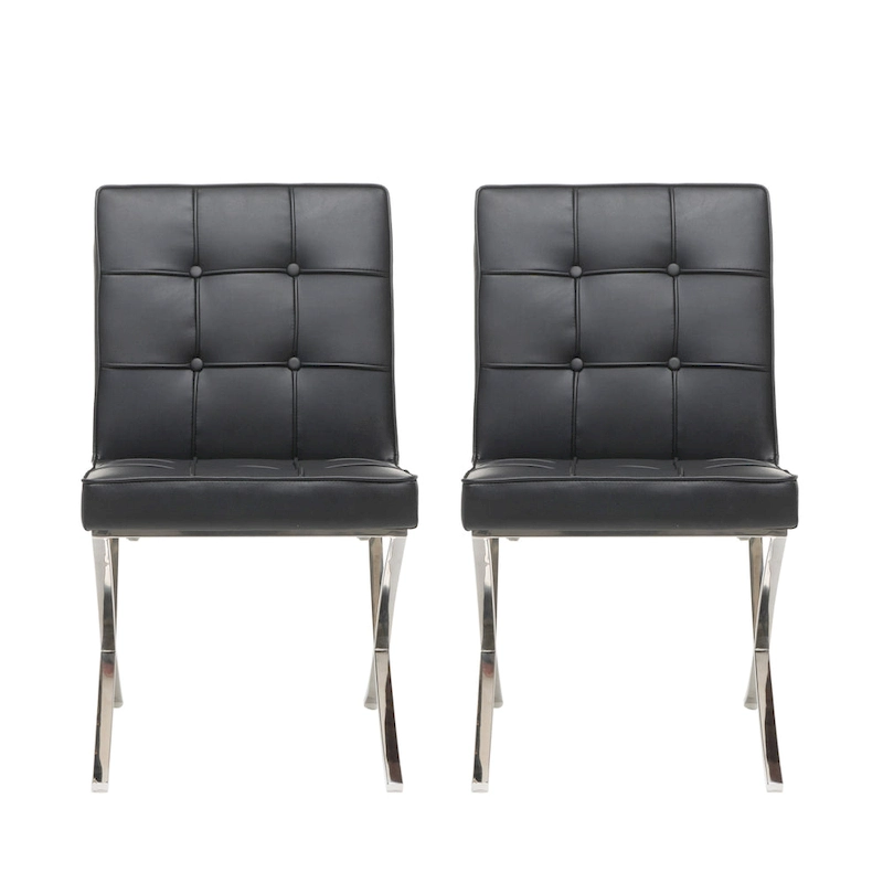 Milania Modern Button Tufted Leather Dining Chairs (Set of 2) by Christopher Knight Home
