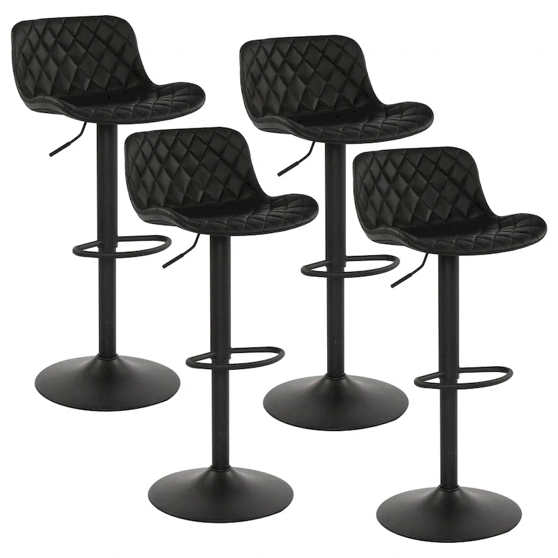 Faux Leather Adjustable Barstools Upholstered Counter Bar Pub Height Stools