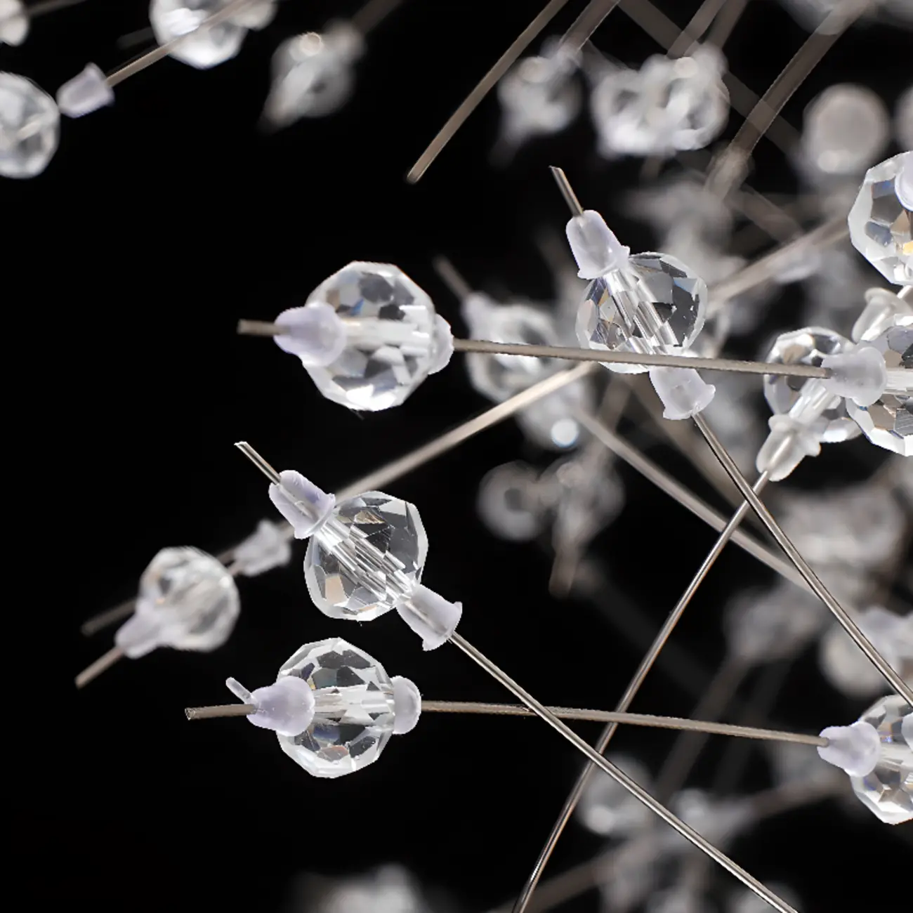 Modern Crystal Round Chandelier with Starburst Design