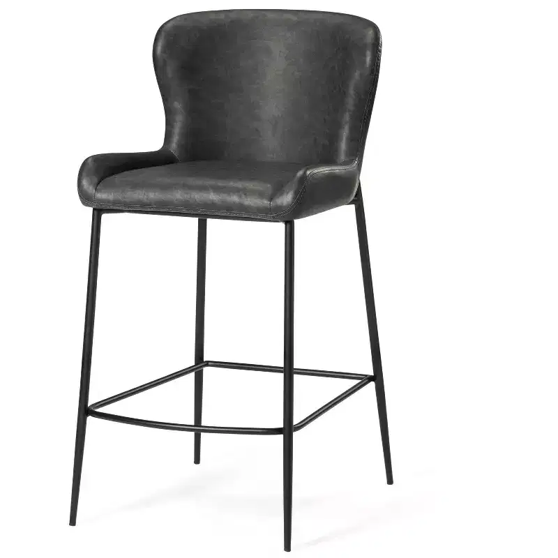 Maven Lane Naomi Metal Counter Stool with Faux Leather 27