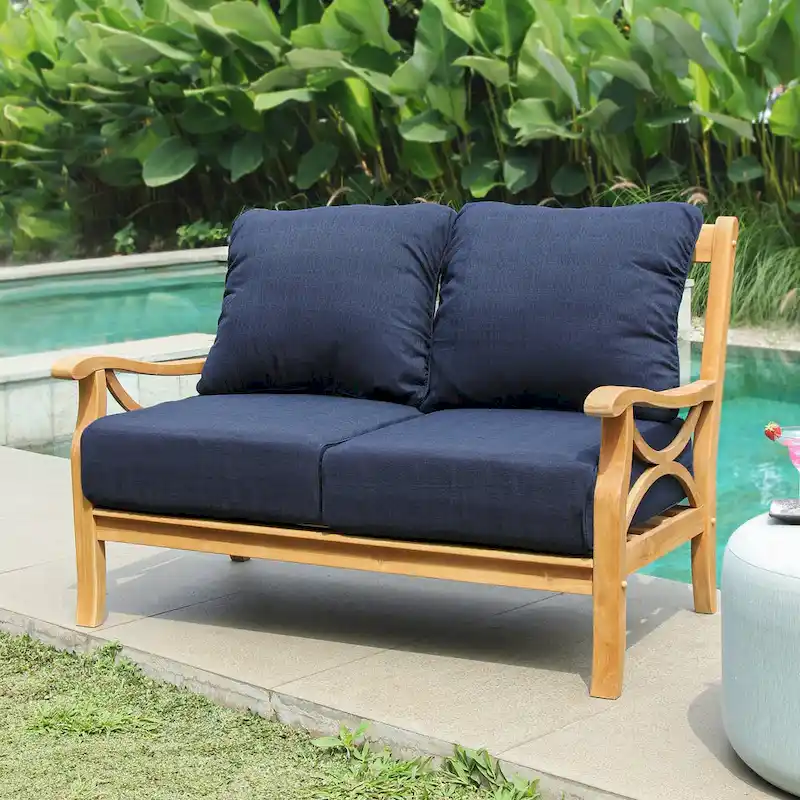 Cambridge Casual Lowell Teak Patio Loveseat with Cushion