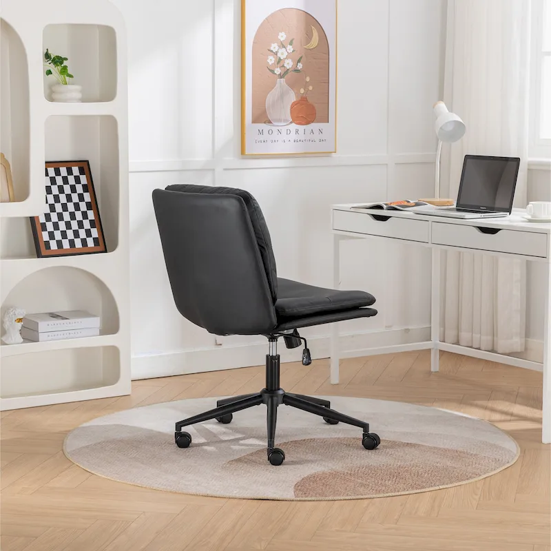 Roundhill Bizerte Adjustable Swivel Criss Cross Chair, Wide Seat Office Chair Vanity Chair